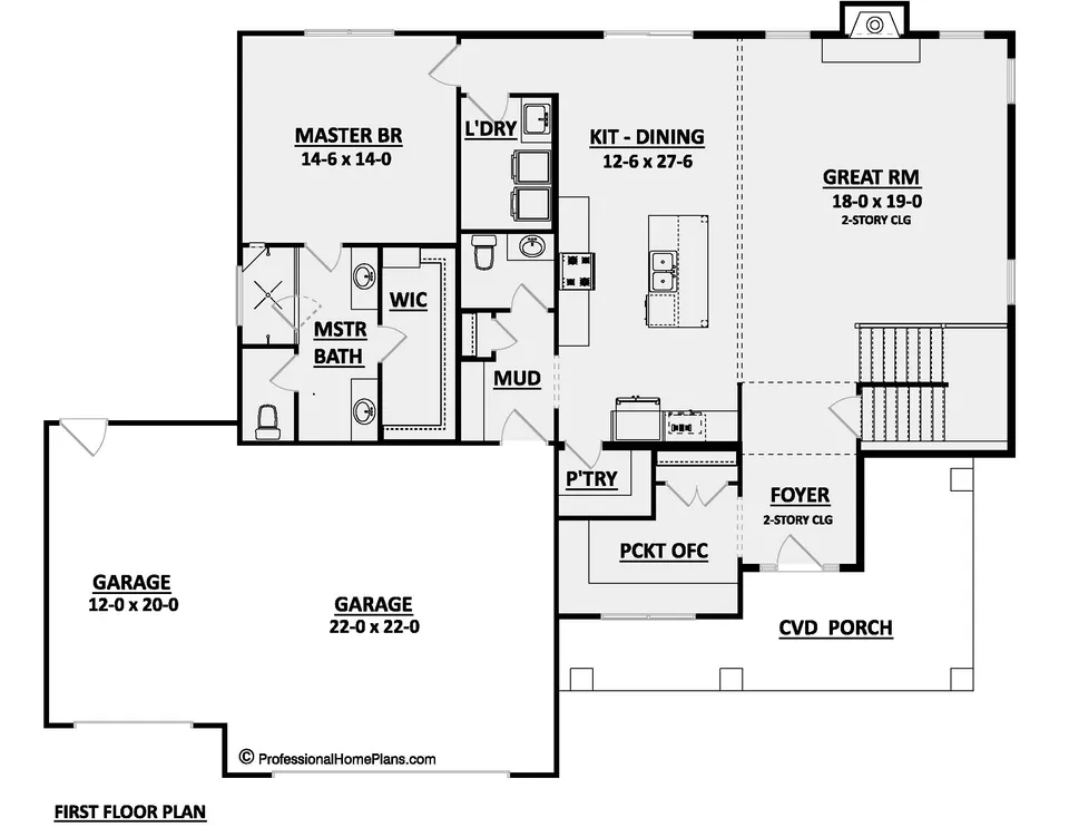 The Carrington main level floor plan
